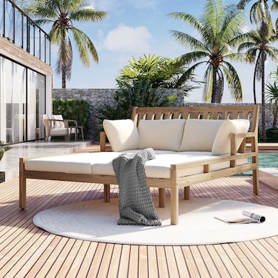 Acacia Outdoor Sofa Daybed with Cushion&Four Pillows