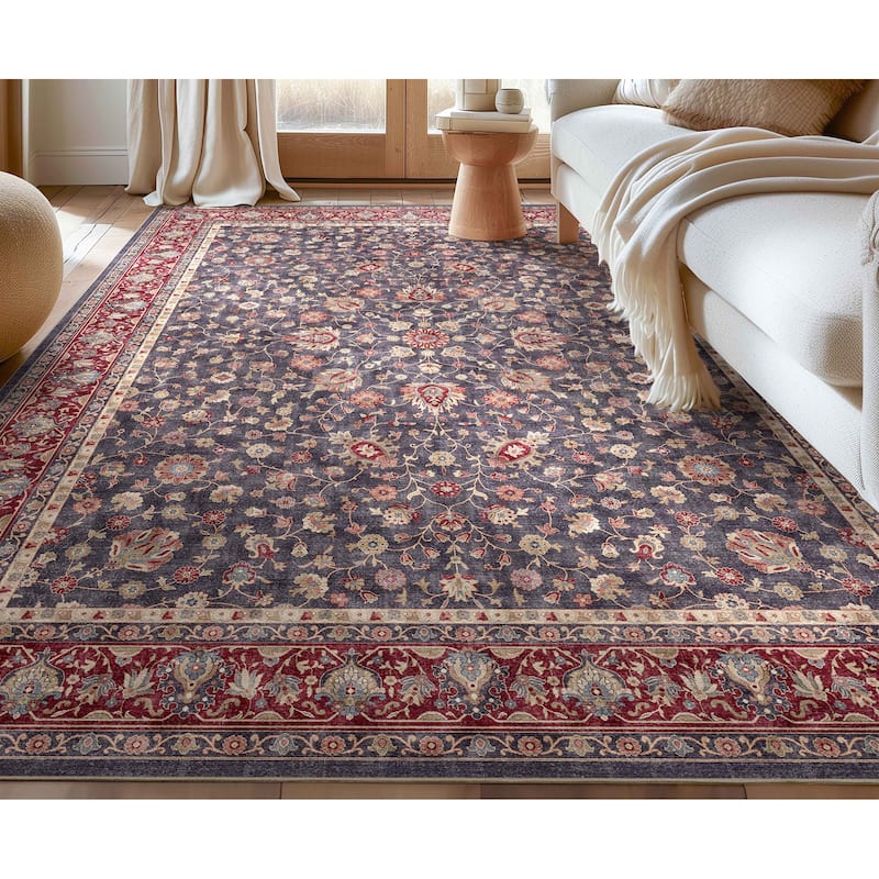 Well Woven Asha Rome Vintage Oriental Persian Flat-Weave Area Rug - 9'10" x 13' - Navy Blue Red