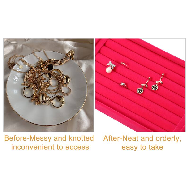Velvet 7 Slots Jewelry Trays Stackable Tray for Rings Earrings Studs
