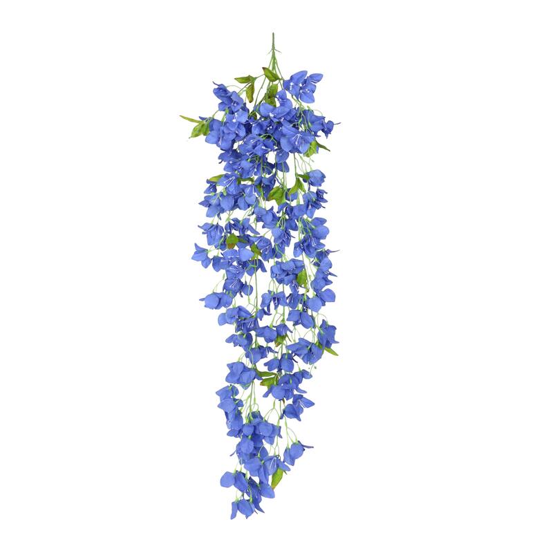 Blue Artificial Bougainvillea Flower Stem Hanging Spray Bush 50in - 50" L x 8" W x 8" DP