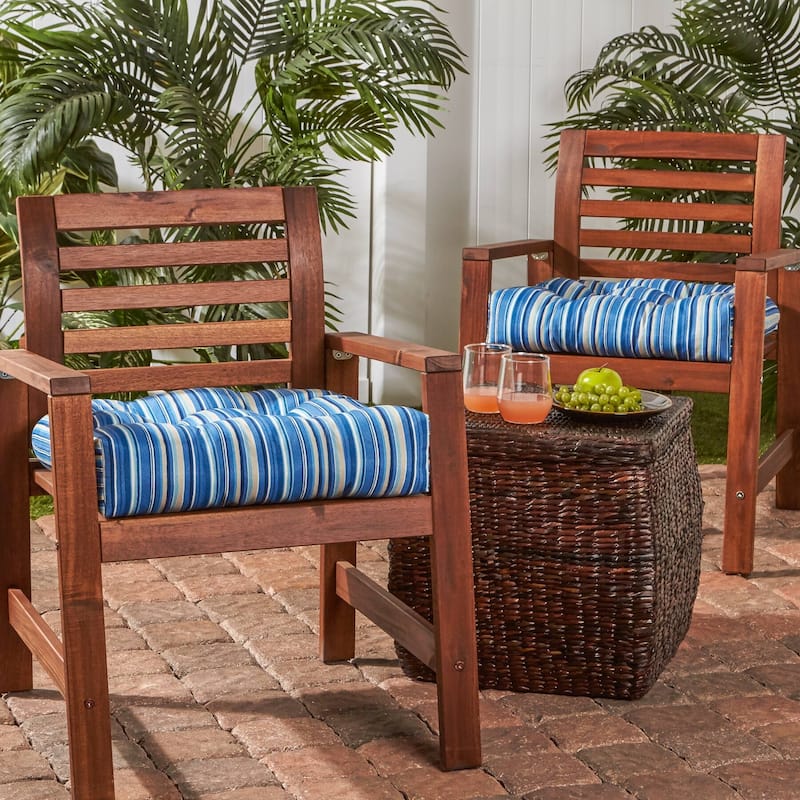 Coastal Stripe 20-inch Outdoor Chair Cushion (Set of 2)