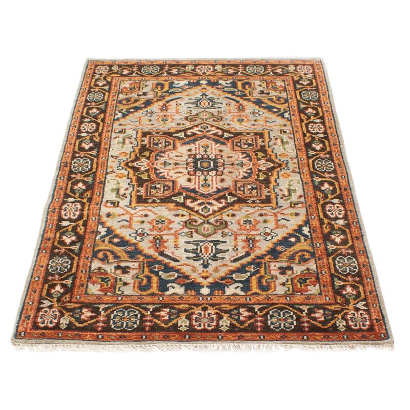ECARPETGALLERY Hand-knotted Jules Serapi Light Grey Wool Rug - 4'11 x 7'11