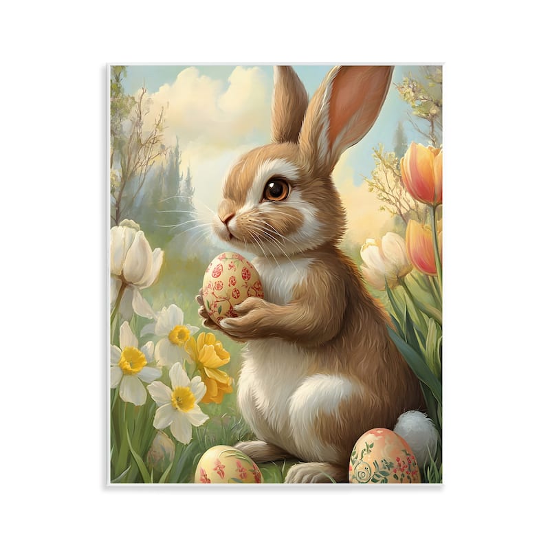 Stupell Easter Bunny with Painted Eggs Wall Plaque Art Design By Franklyn Gregory - 11 x 14