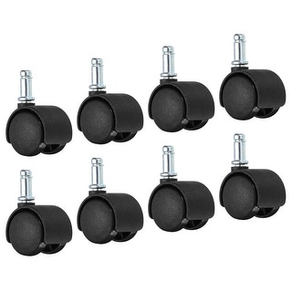 MroMax 2-Pack Plastic Swivel Casters - 1.57 Inch Twin Wheel, 24.8lb Load Capacity Each, M8 X 13mm Threaded Stem For Office Chairs, Carts, Shelves