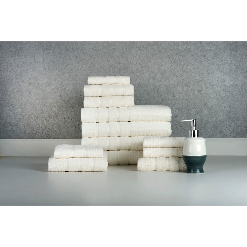 Bibb Home 12 Piece Egyptian Cotton Towel Set