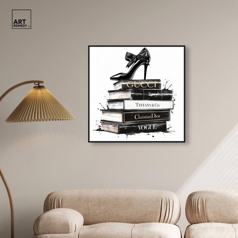 Inky Book Stack Canvas by Art Remedy