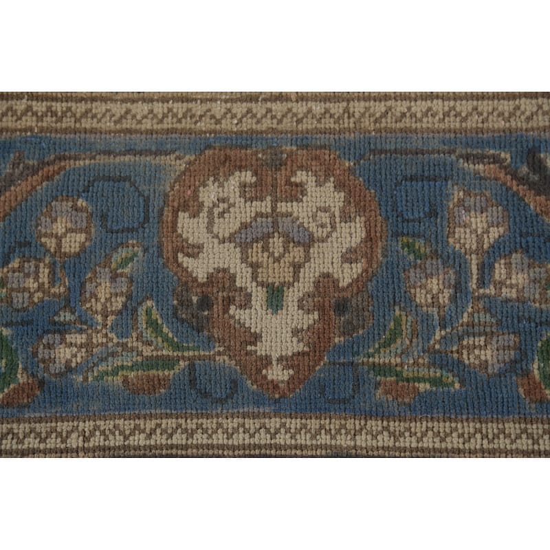 Tabriz Persian Vintage Area Rug Hand-Knotted Geometric Wool Carpet - 9'10"x 12'9"