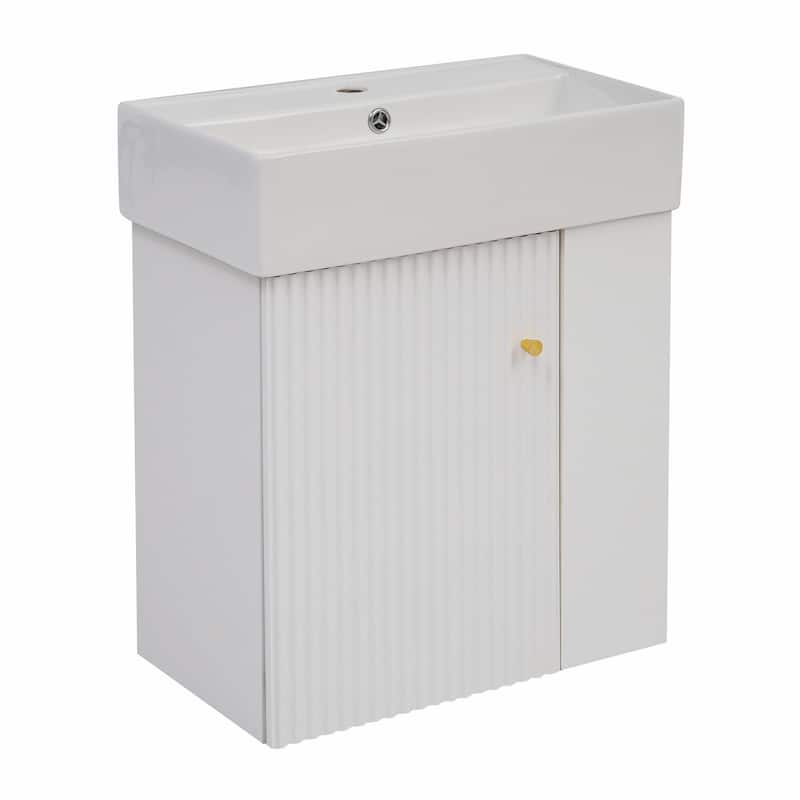 21.6-Inch Modern Floating Bathroom Vanity with Ceramic Basin