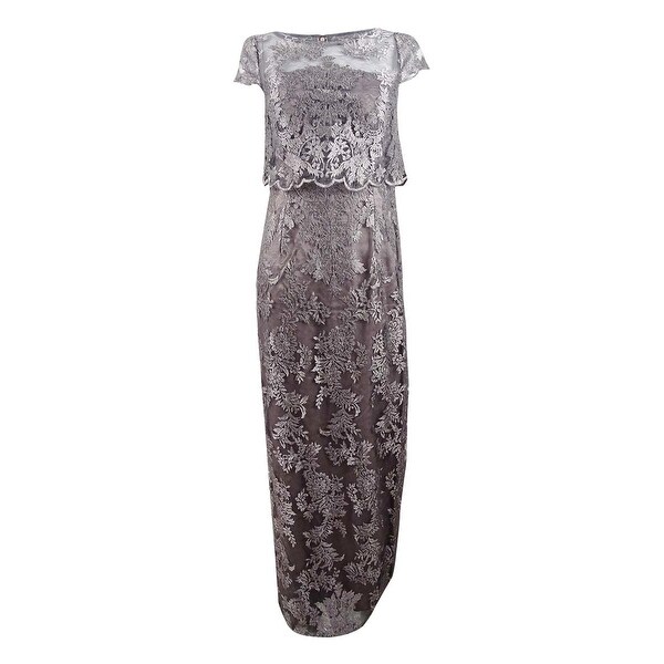 adrianna papell tiered lace gown