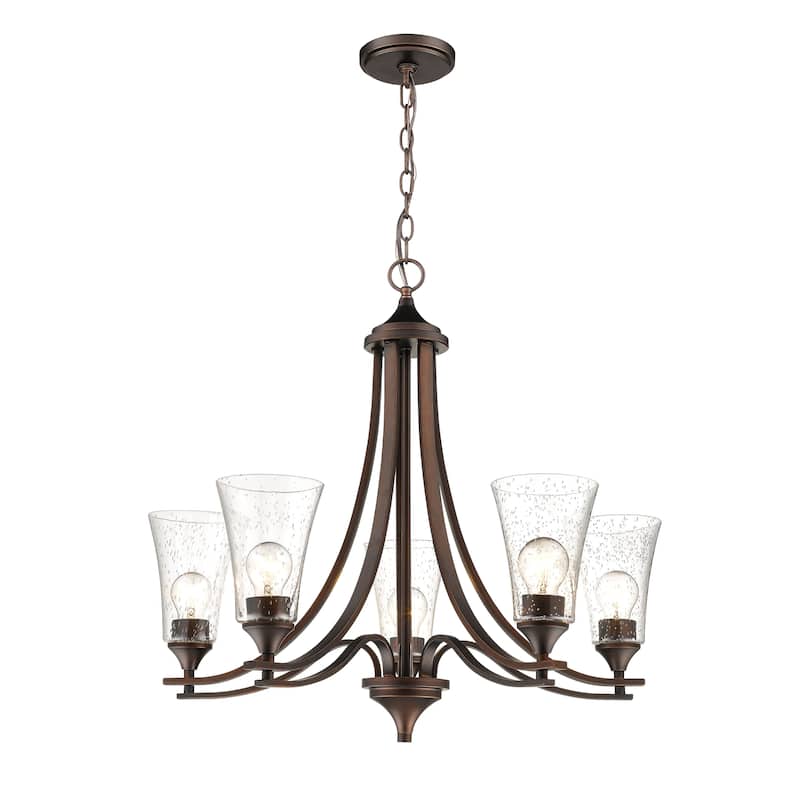 Millennium Lighting Natalie 5 Light Chandelier with Clear Seeded Glass Shades - Rubbed Bronze