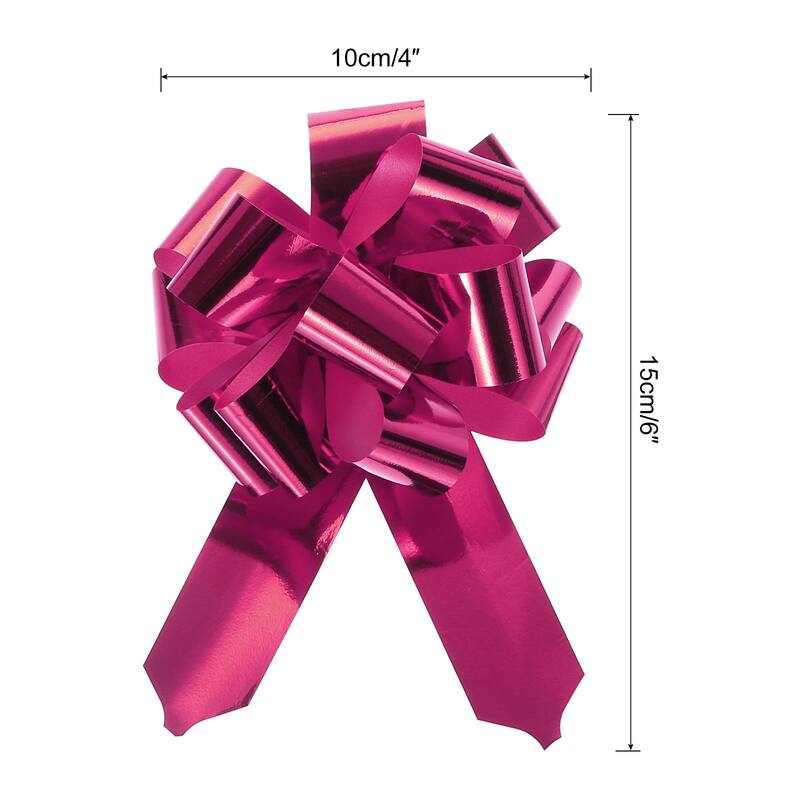 10pcs Metallic Large Big Pull Bow Gift Wrapping Bows Ribbon for Decor - Rose Red - 4 inch