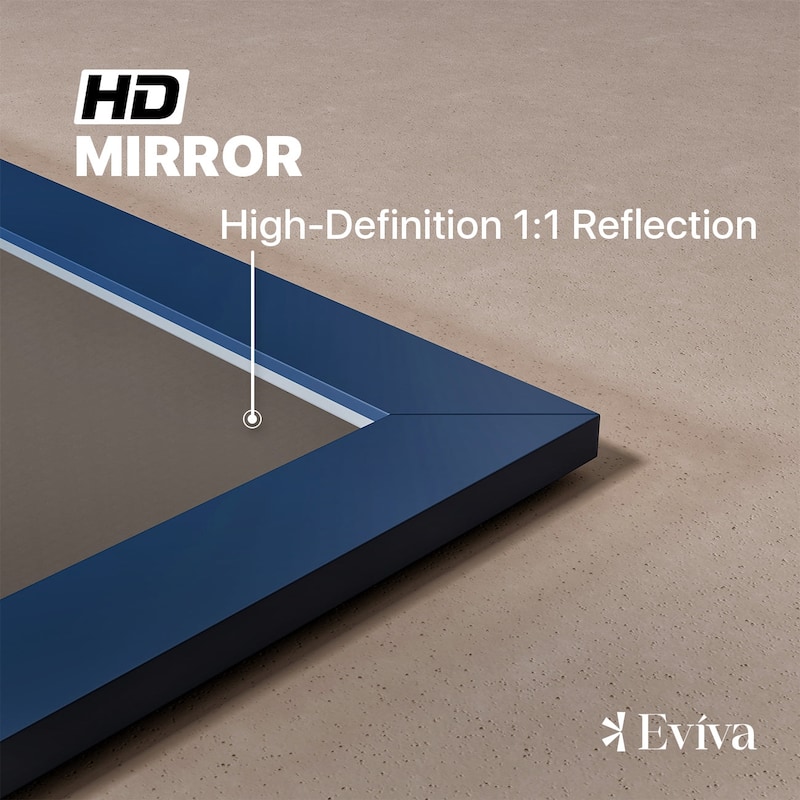 Eviva Acclaim 48" x 30" Rectangular Blue Wooden Framed Mirror