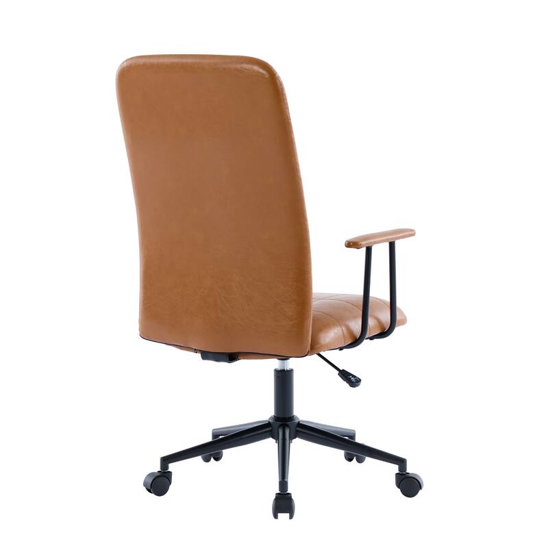 Anmytek Antique Brown PU Leather High Back Office Chair Adjustable Swivel Task Chair with Armrests