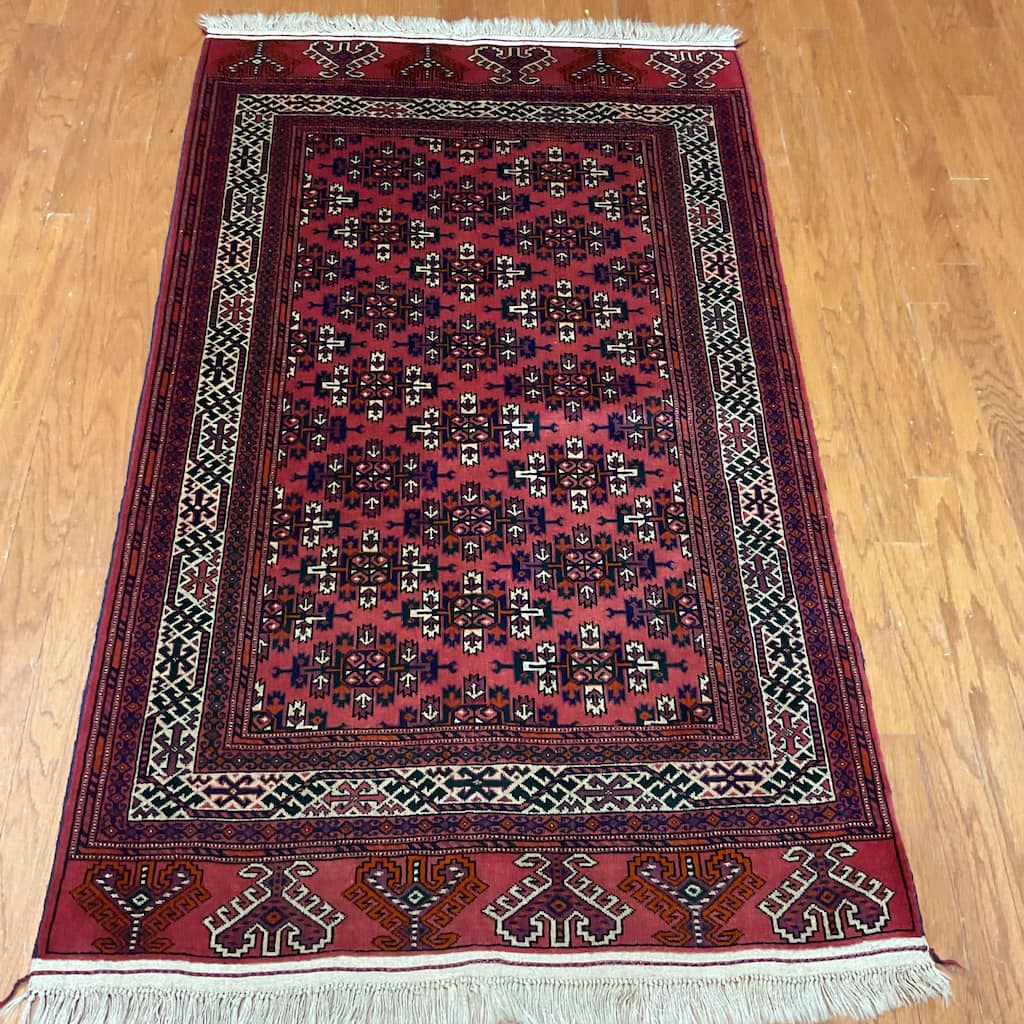 HERAT ORIENTAL Handmade Turkoman Wool Rug - 3'7" x 6'1"
