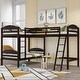 preview thumbnail 10 of 25, Both Stylish and Durable Versatility Twin L-Shaped Solid Pine Wood Bunk Bed and Loft Bed,A Wonderful Bed For 3 Espresso