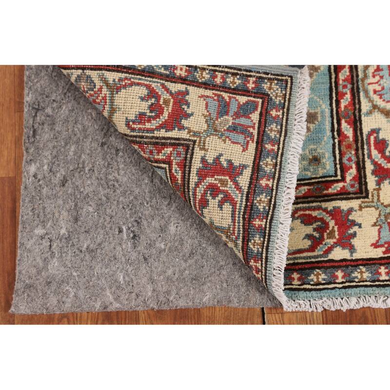 Light Blue Traditional Kazak Runner Rug Handmade Hallway Wool Carpet - 2'1" x 5'9"