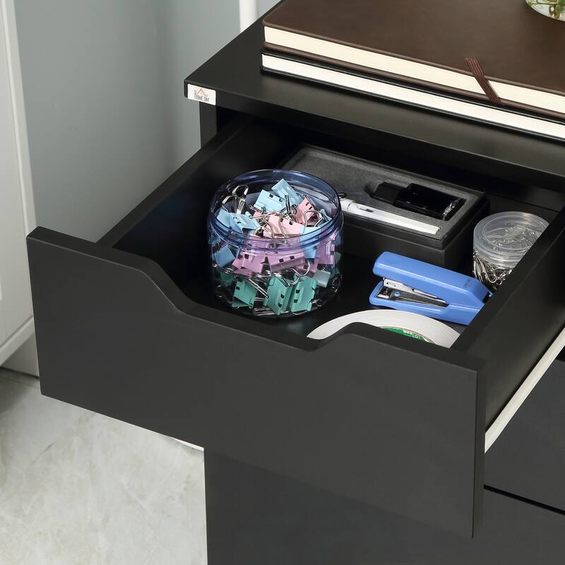 HOMCOM 3 Drawer Mobile File Cabinet, Rolling Printer Stand, Vertical Filing Cabinet