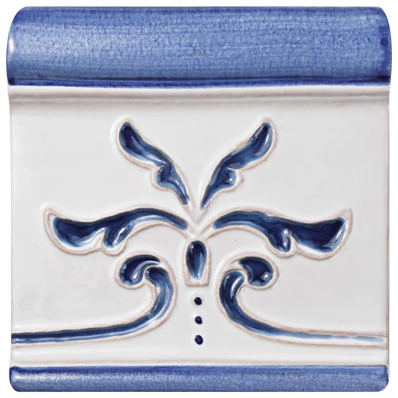 Merola Tile Novecento Friso Evoli Cobalto 5-1/8" x 5-1/8" Ceramic Wall Trim - (1 Tile)
