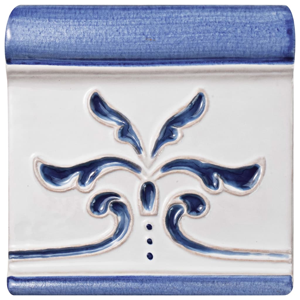 Merola Tile Novecento Friso Evoli Cobalto 5-1/8" x 5-1/8" Ceramic Wall Trim - (1 Tile)