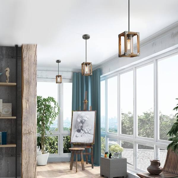 Farmhouse Antique Wood Island Pendant Lighting With Glass Shade W5 1 Xh8 3 Overstock 29179385
