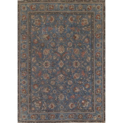 Over-Dyed Floral Tabriz Persian Vintage Area Rug Handmade Wool Carpet - 8'1"x 10'10"
