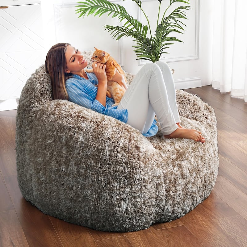 Bean Bag Chair, Plush Armrest Beanbag Sofa, Cozy Lounge Seat