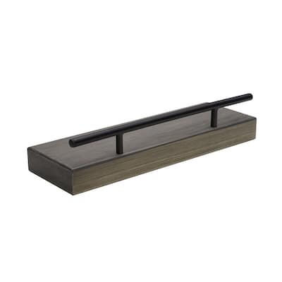 Melannco Wood Metal Railing Shelf, 24 Inch, Distressed Grey