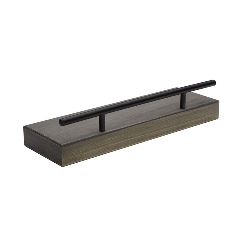 Melannco Wood Metal Railing Shelf, 24 Inch, Distressed Grey