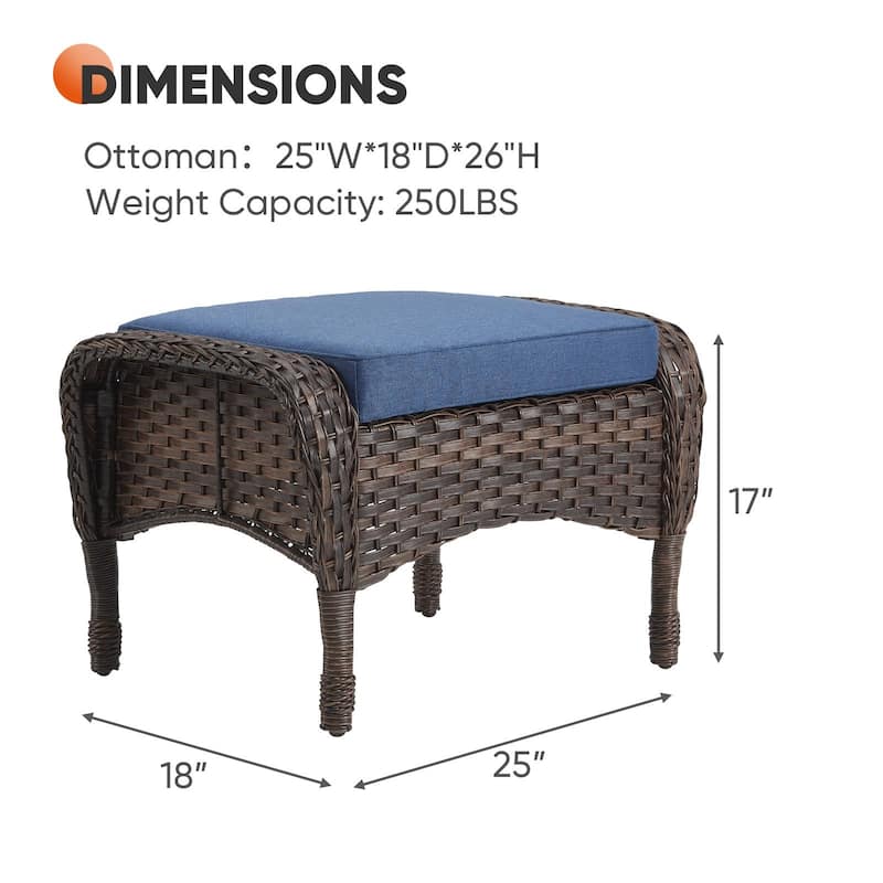 Outdoor Ottomans for Patio Set of 2 - Brown