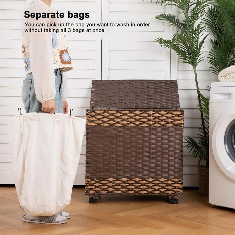 Laundry Hamper with Lid - 26.7"L x 13"W x 26"H