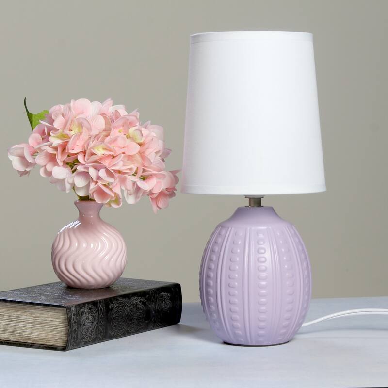 Mini Oval Table Lamp with Tapered Shade - 12.5" - Lavender
