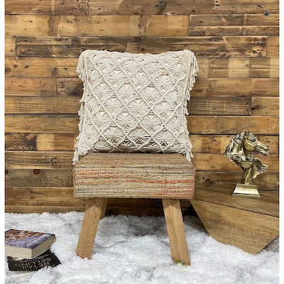 Loominaire Handmade Easy Maintenance Macrame Triglav Cotton Throw Pillow