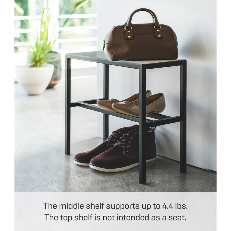 Yamazaki Home Shoe Organizer, Steel, Holds 4 pairs of shoes, Holds 4.4 lbs, No Assembly - L 7.87 x W 17.72 x H 15.75 inches