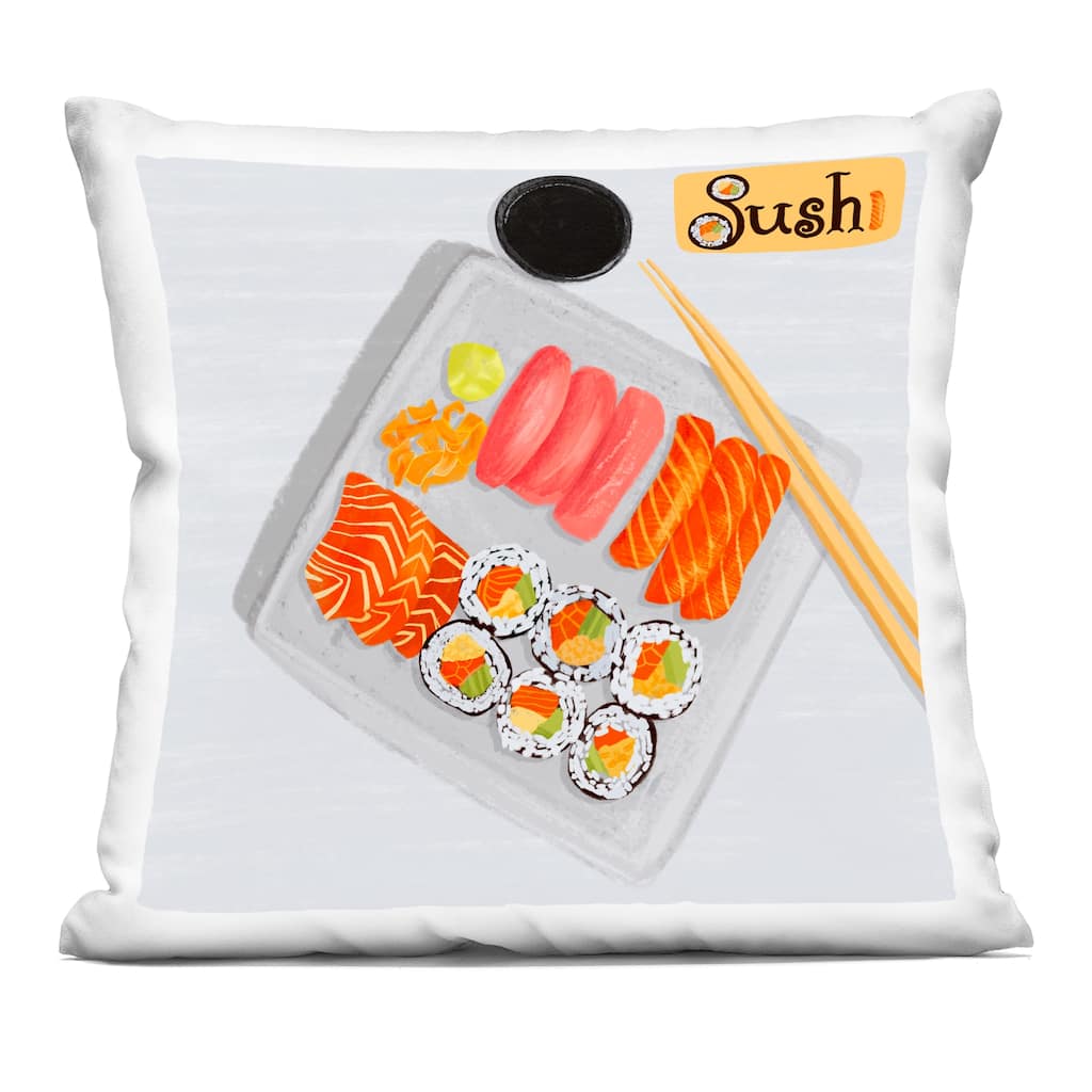 Stupell Delicious Sushi Plate Decorative Printed Throw Pillow Design by Juliet Rose Philips
