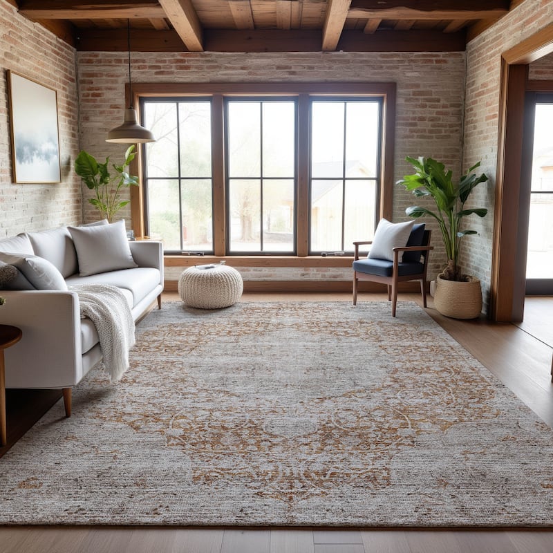 Premium Washable Super Soft Vintage Traditional Mayfield Rug - Copper - 8' x 10'