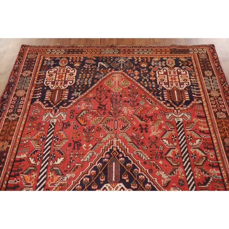 Shiraz Persian Vintage Area Rug Hand-knotted Wool Carpet - 5'2"x 8'3"