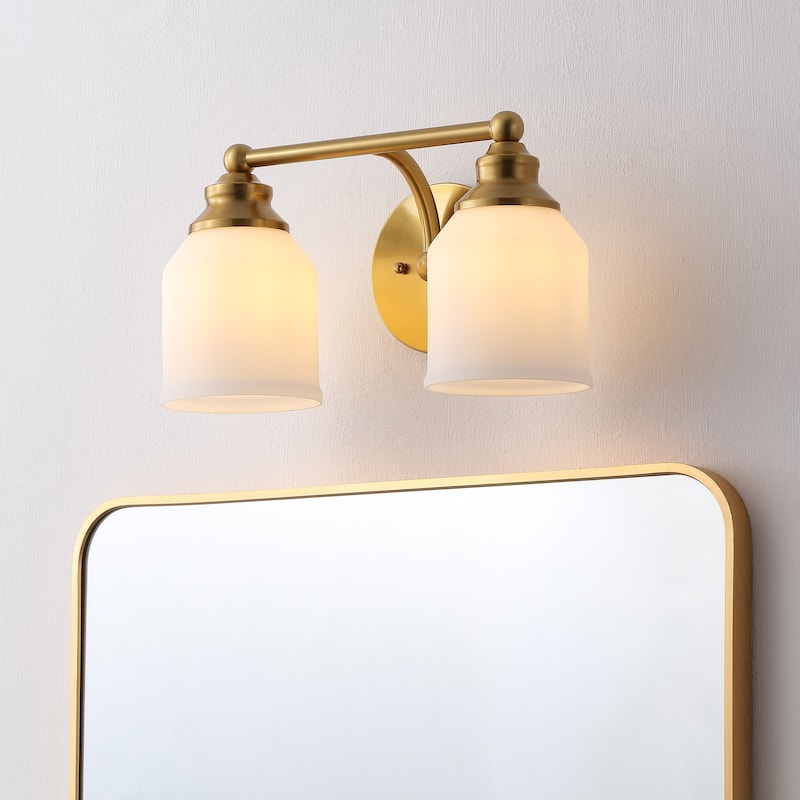 JONATHAN Y Jayne Iron/Frosted Glass LED Vanity Light