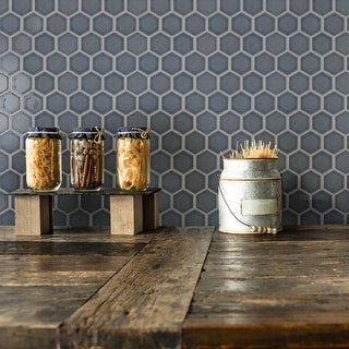 Merola Tile Hudson Due 2" Hex Imperial Grey 10-7/8" x 12-5/8" Porcelain Mosaic Floor and Wall Tile