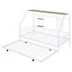 preview thumbnail 64 of 78, Metal House Bed with Trundle, Twin/Full Size Daybed Playhouse Bed with Bulit-in Storage Shelves and Metal Grid for Kids Teens