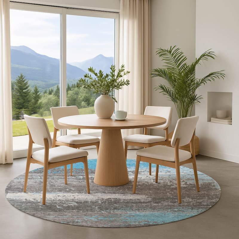 Premium Washable Super Soft Abstract Modern Mayfield Rug - Teal - 8' x 8'