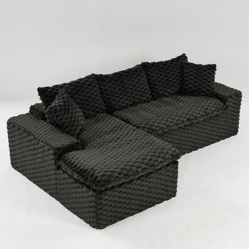 L-Shaped Sleeper Sectional Sofa Convertible Straight Sofa, Loveseat and Chaise Lounge Set for Living Room