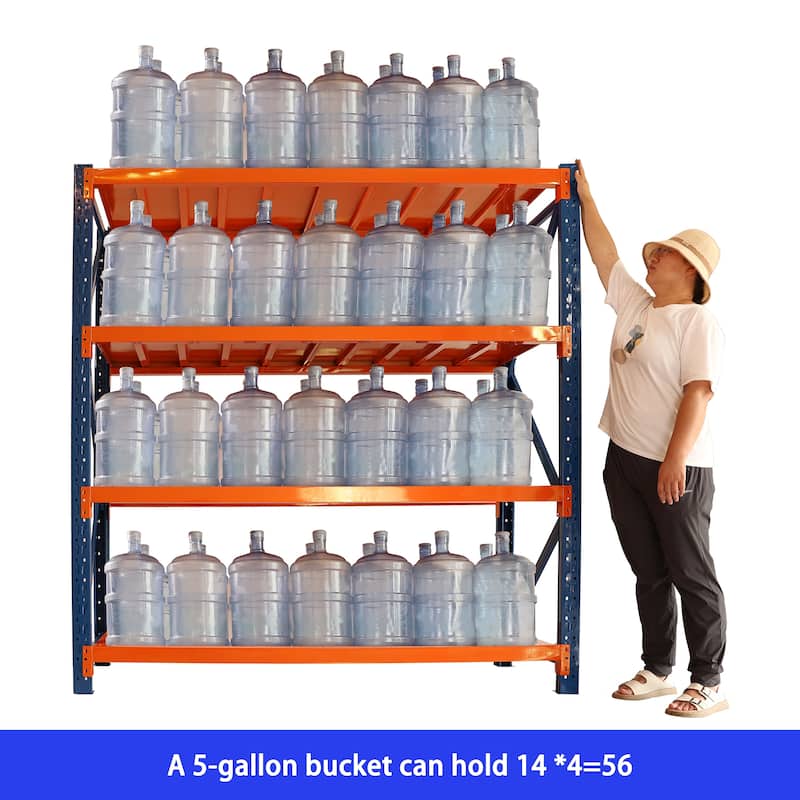 4-Tier Heavy Duty Storage Shelf Steel Rack Adjustable Height for Workshop and Warehouse - 78.66”L x 23.82”W x 78.74”H