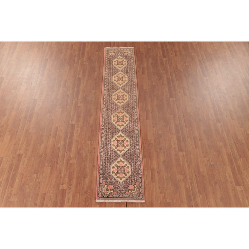 Geometric Bidjar Persian Vintage Runner Rug Handmade Wool Carpet - 2'0"x 9'9"