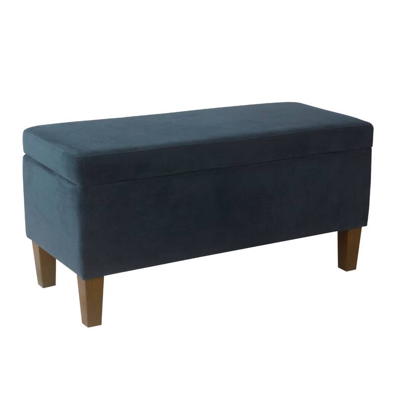 Ava Accent Storage Bench Ottoman with Navy Brown Velvet, 36 Inch