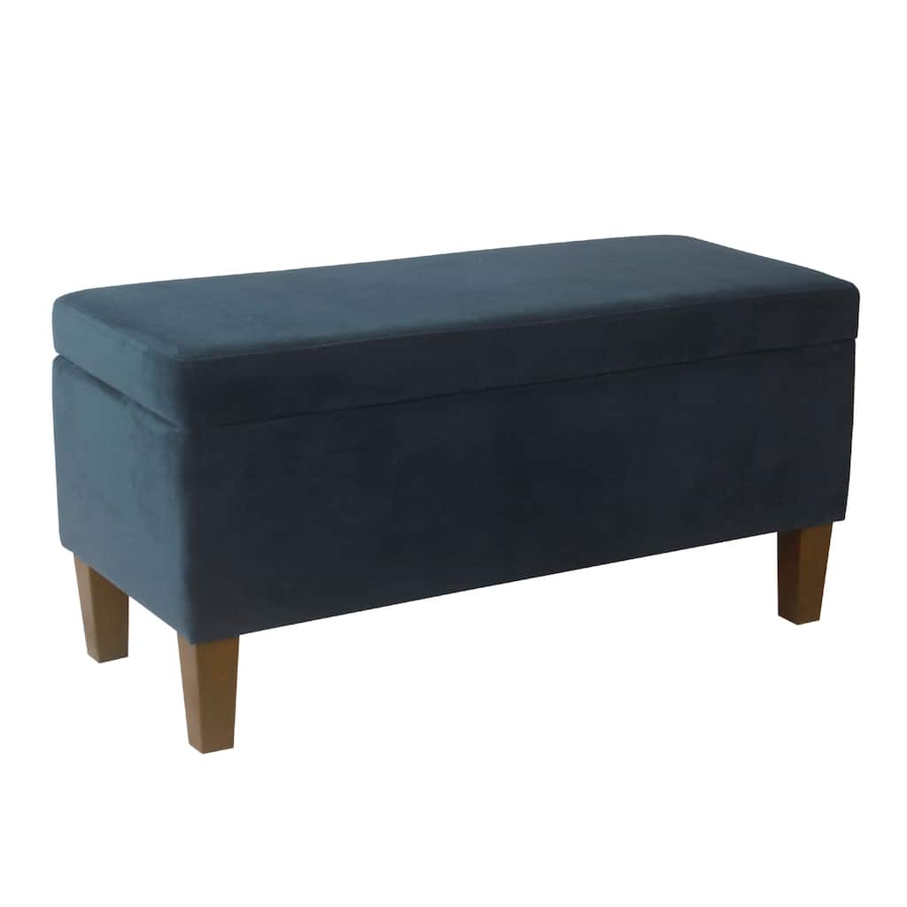 Ava Accent Storage Bench Ottoman with Navy Brown Velvet, 36 Inch