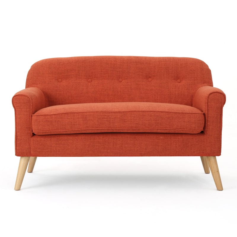 Classic Fabric Upholstered Tufted Loveseat with Rolled Arms