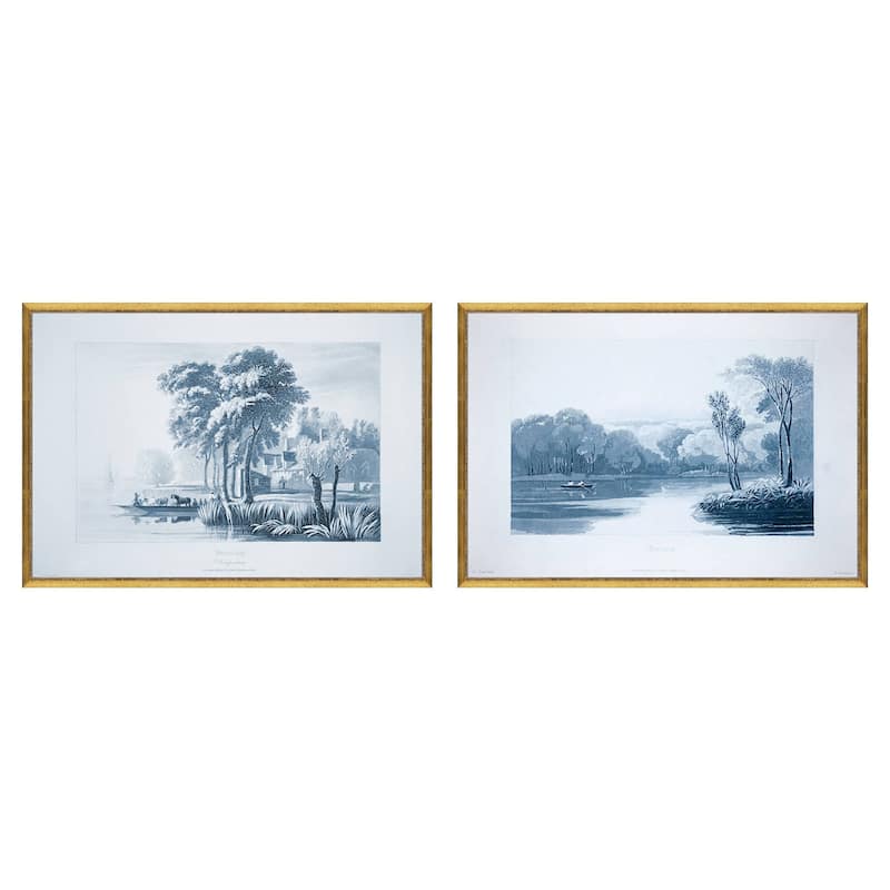 Morning & Evening S/2 Framed Art Giclee Under Glass - 21 X 31 X 1