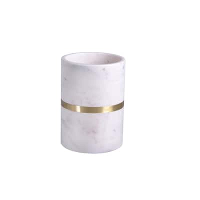 Marble Single Bottle Wine Cooler W/Brass Agra White