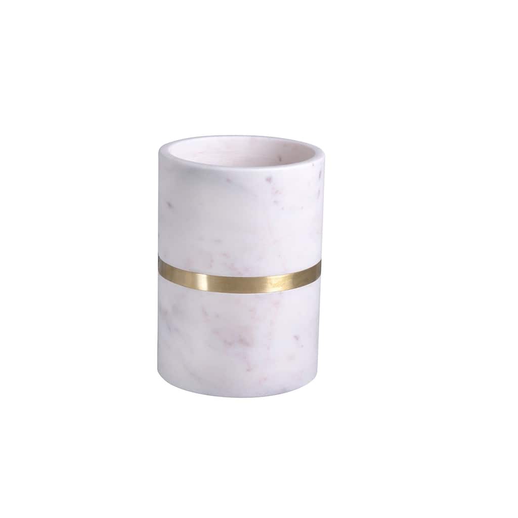 Marble Single Bottle Wine Cooler W/Brass Agra White