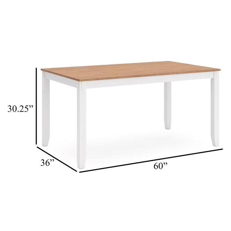 Gasy Dining Table Set with 4 Chairs, 1 Bench, White Brown Solid Wood